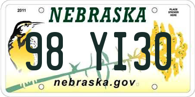 NE license plate 98YI30