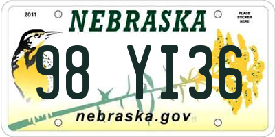 NE license plate 98YI36