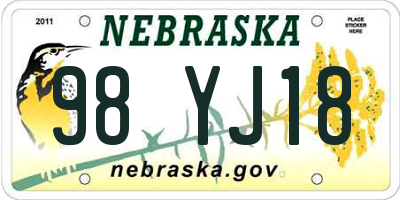 NE license plate 98YJ18