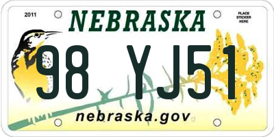 NE license plate 98YJ51