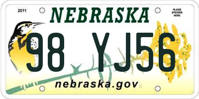 NE license plate 98YJ56