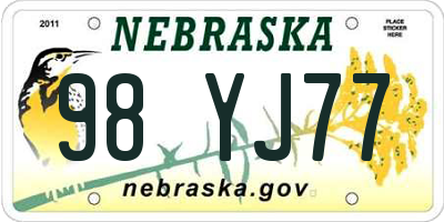NE license plate 98YJ77