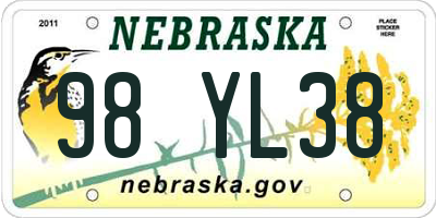 NE license plate 98YL38