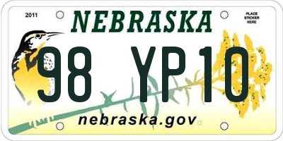 NE license plate 98YP10