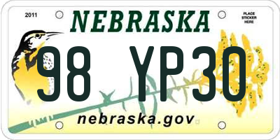 NE license plate 98YP30