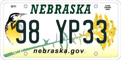 NE license plate 98YP33