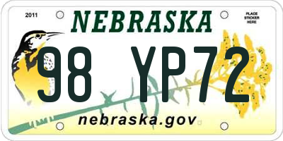 NE license plate 98YP72