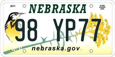 NE license plate 98YP77