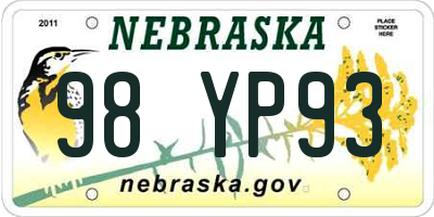 NE license plate 98YP93