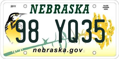 NE license plate 98YQ35