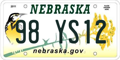 NE license plate 98YS12