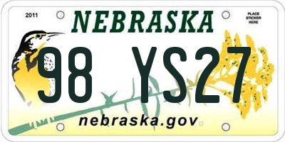 NE license plate 98YS27
