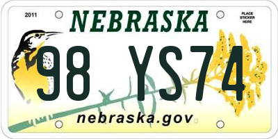 NE license plate 98YS74