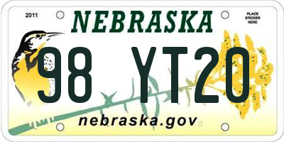 NE license plate 98YT20