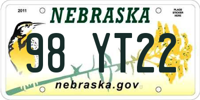 NE license plate 98YT22
