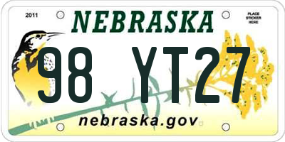 NE license plate 98YT27