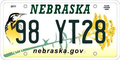 NE license plate 98YT28