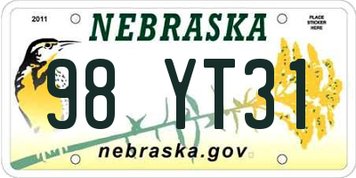 NE license plate 98YT31