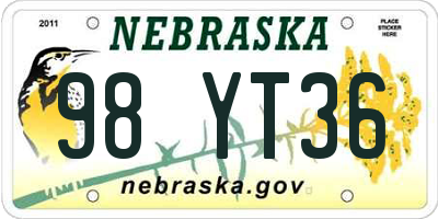 NE license plate 98YT36