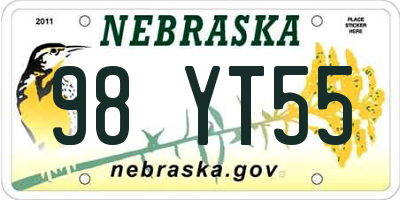 NE license plate 98YT55