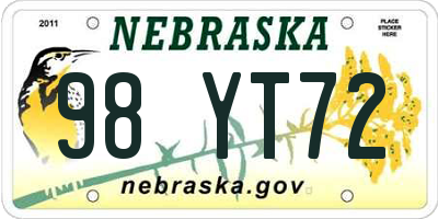 NE license plate 98YT72