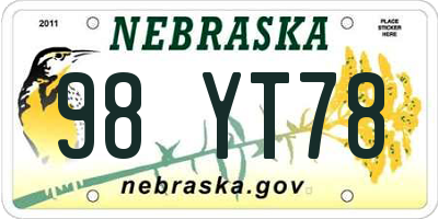 NE license plate 98YT78