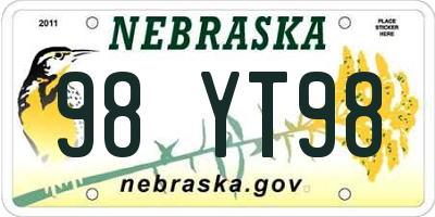 NE license plate 98YT98