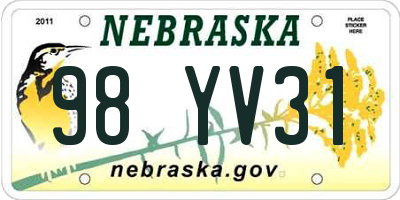 NE license plate 98YV31