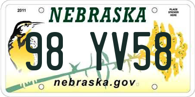 NE license plate 98YV58