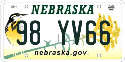 NE license plate 98YV66