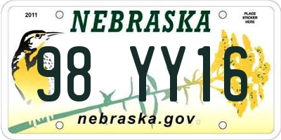 NE license plate 98YY16