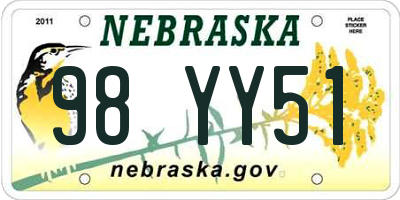 NE license plate 98YY51
