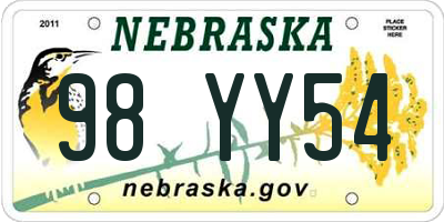 NE license plate 98YY54