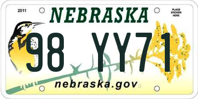 NE license plate 98YY71