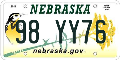 NE license plate 98YY76