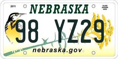 NE license plate 98YZ29