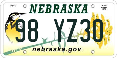 NE license plate 98YZ30