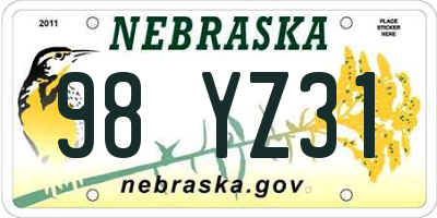 NE license plate 98YZ31
