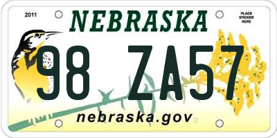 NE license plate 98ZA57