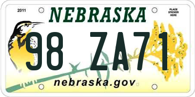 NE license plate 98ZA71