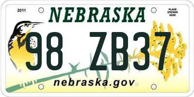 NE license plate 98ZB37