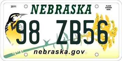 NE license plate 98ZB56