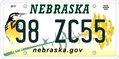 NE license plate 98ZC55