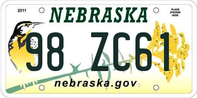 NE license plate 98ZC61