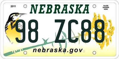 NE license plate 98ZC88