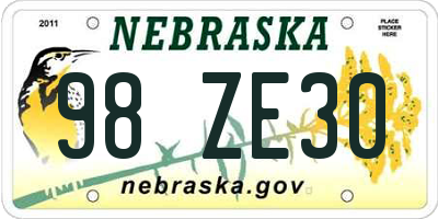 NE license plate 98ZE30