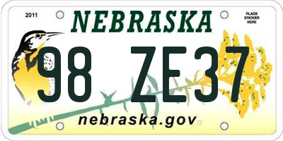 NE license plate 98ZE37