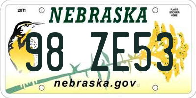 NE license plate 98ZE53