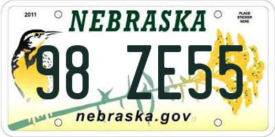 NE license plate 98ZE55