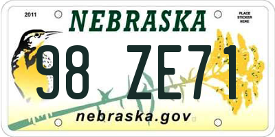 NE license plate 98ZE71